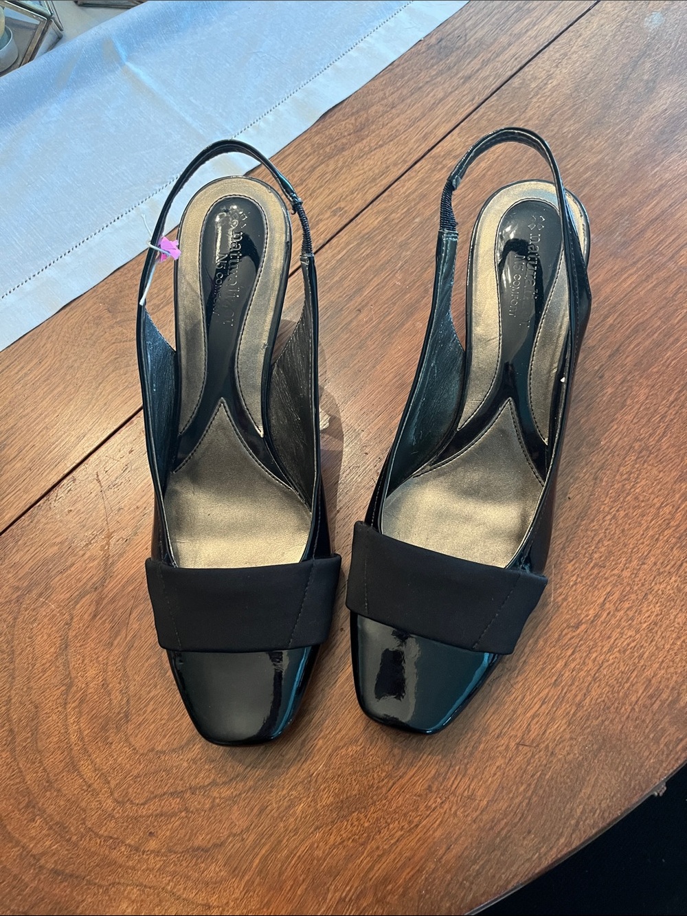 Naturalizer Black Patent Slingback Mules